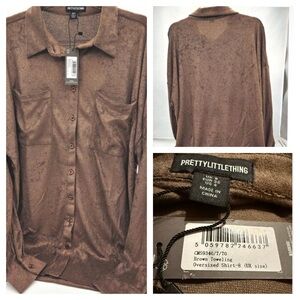 PrettyLittleThing Mocha Oversized shirt
